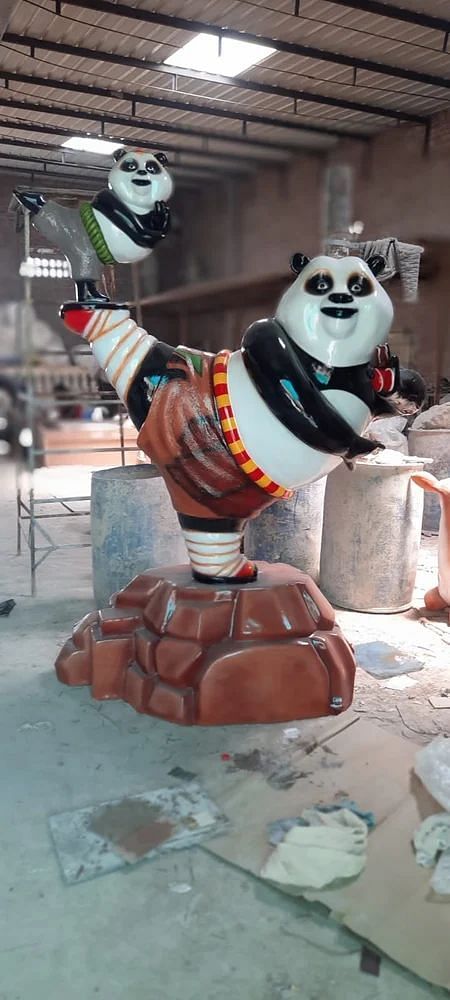 Fiber Multicolor Frp Kungfu Panda sculpture, For anywhere, Size: Approx 8""ft