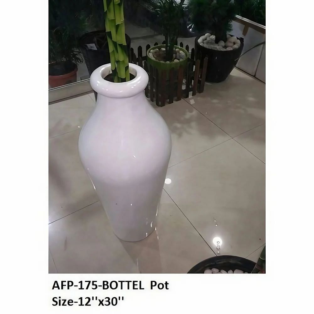 Fiber White Bottel Flower Pot, For Decoration, Size: 12""X30''''