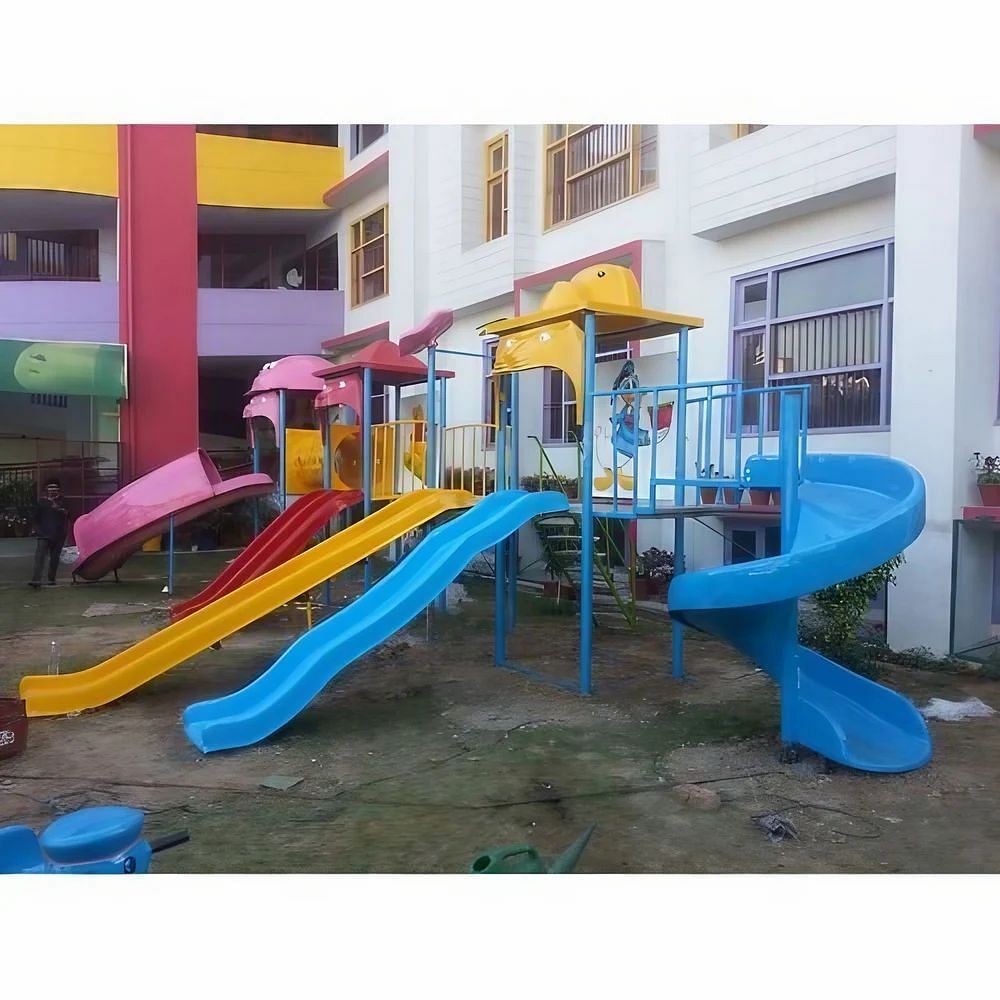 Fibreglass Straight And Roller School Playground Slides