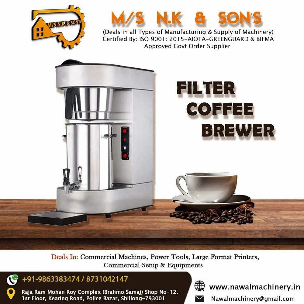 Filter Coffee Brewer, Serving Capacity: 200 cups per day