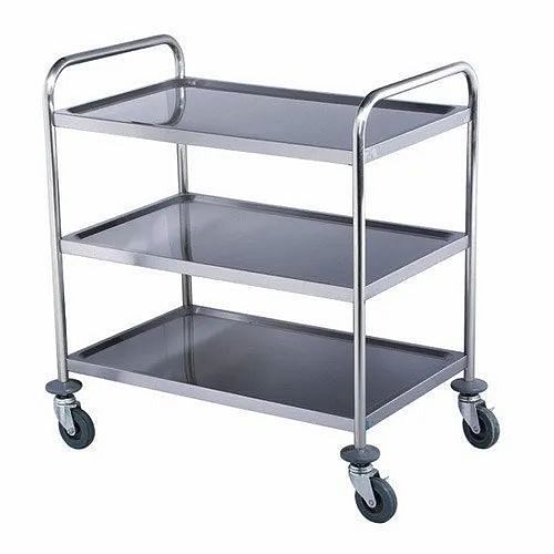 Four-Wheel SS Room Service Trolley, For Commercial Hotel & Restaurant