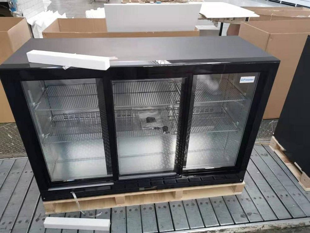 Glass And Mild Steel 3 Doors Three Door Back Bar Cooler