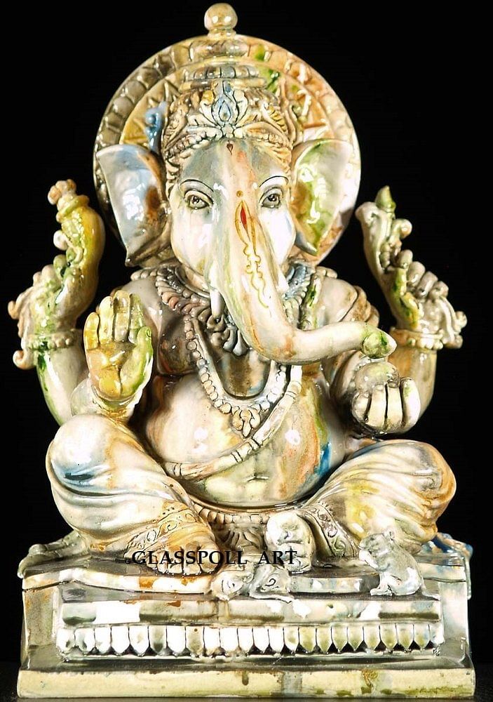 Glossy Finish Multicolor Fiber Ganesh Statue