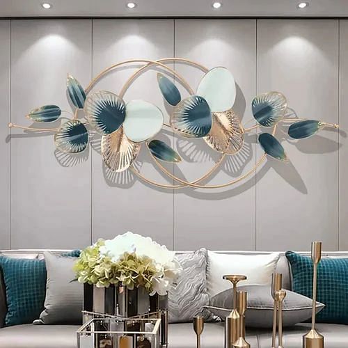 Golden Iron Modern Metal Leaves Wall Art, Size: 53.5*19.7 Inches