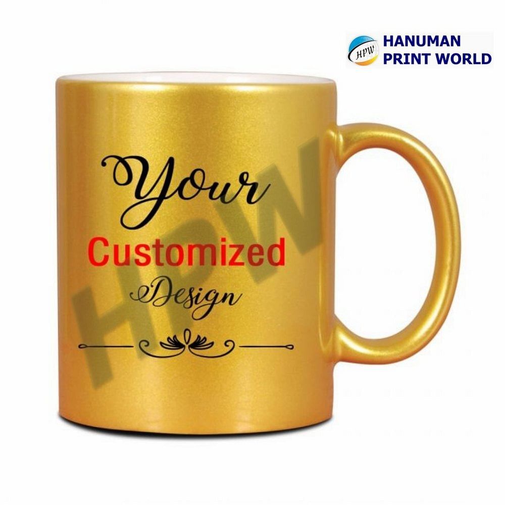 Golden Printed Gold Colour Mug, For Home, Capacity: 300 Ml