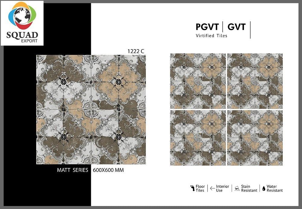 Gray Digital Ceramic Designer Floor Tile, For Bedroom, Matt