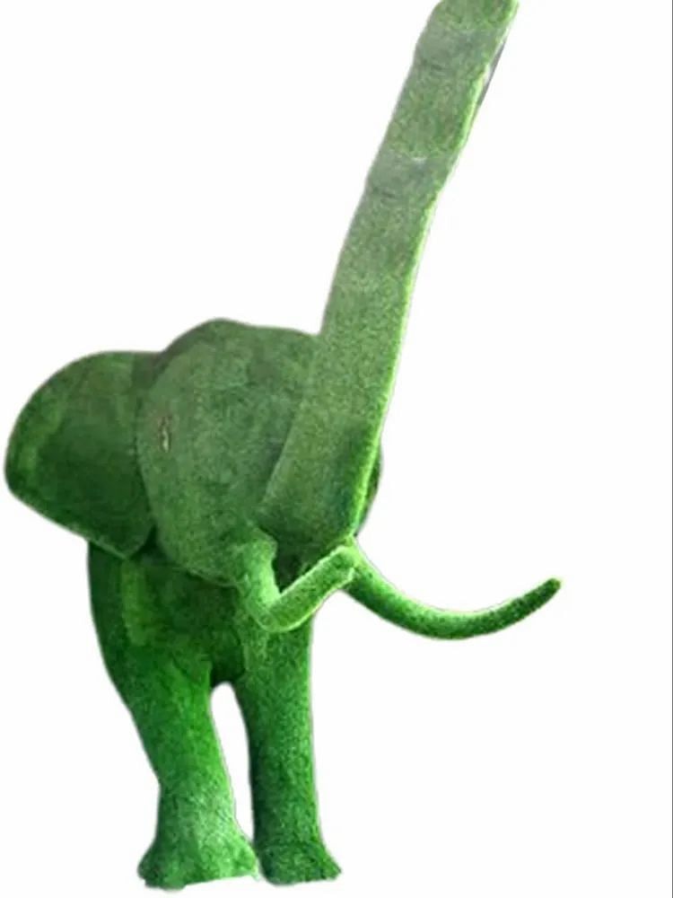 Green Synthetic Grass Elephant Statue, For Exterior Decor