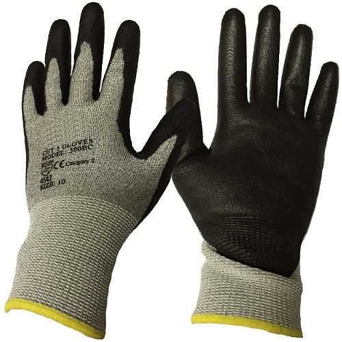 Grey and Black Microfiber Safety Gloves