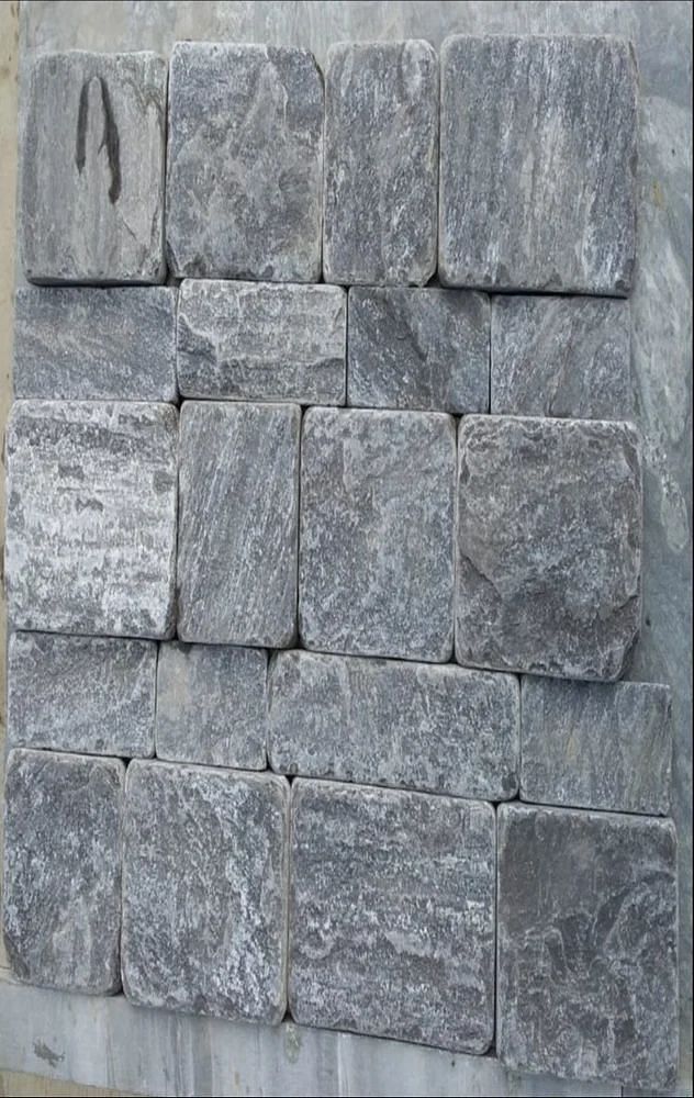 Grey M. Black Line - Shot blast Tiles, Slate Stone, Thickness: 10-15 mm