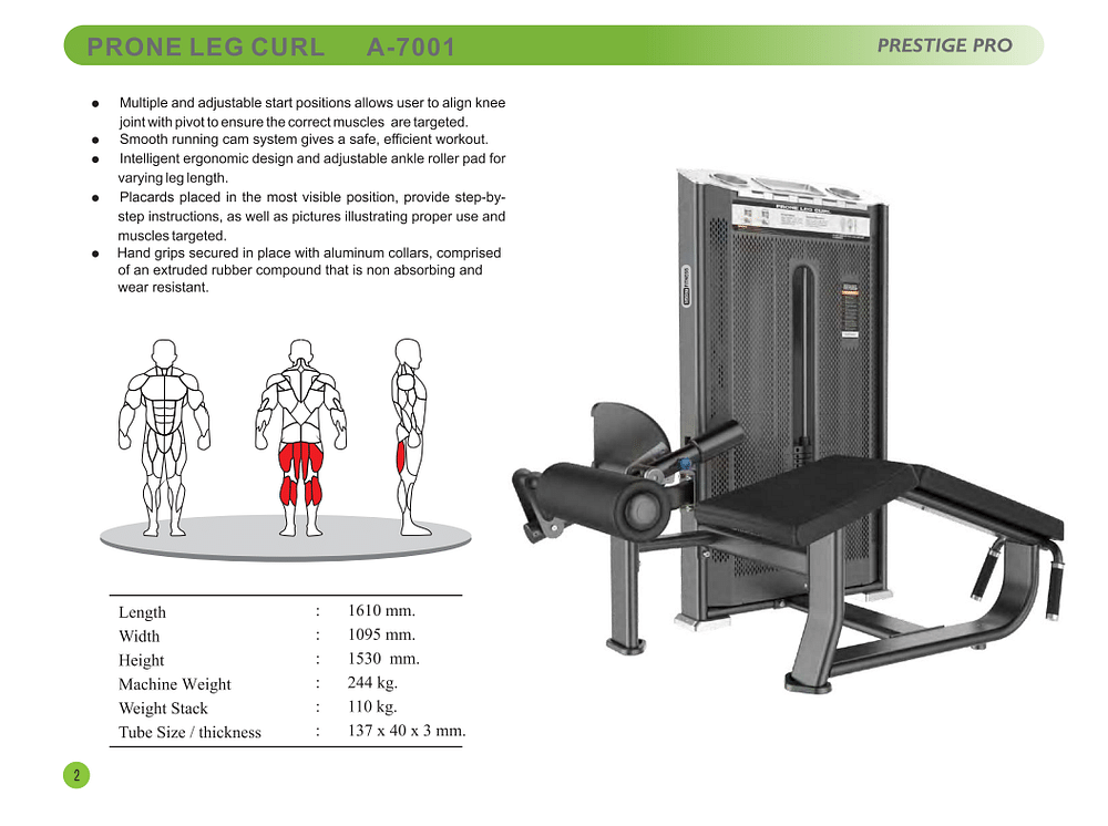 Gym Use Prone Leg Curl, Model Name/Number: A7001