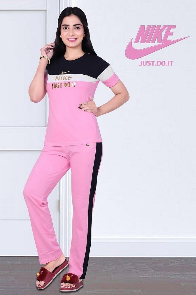 Half Sleeves Sports Ladies Cotton Track Suit