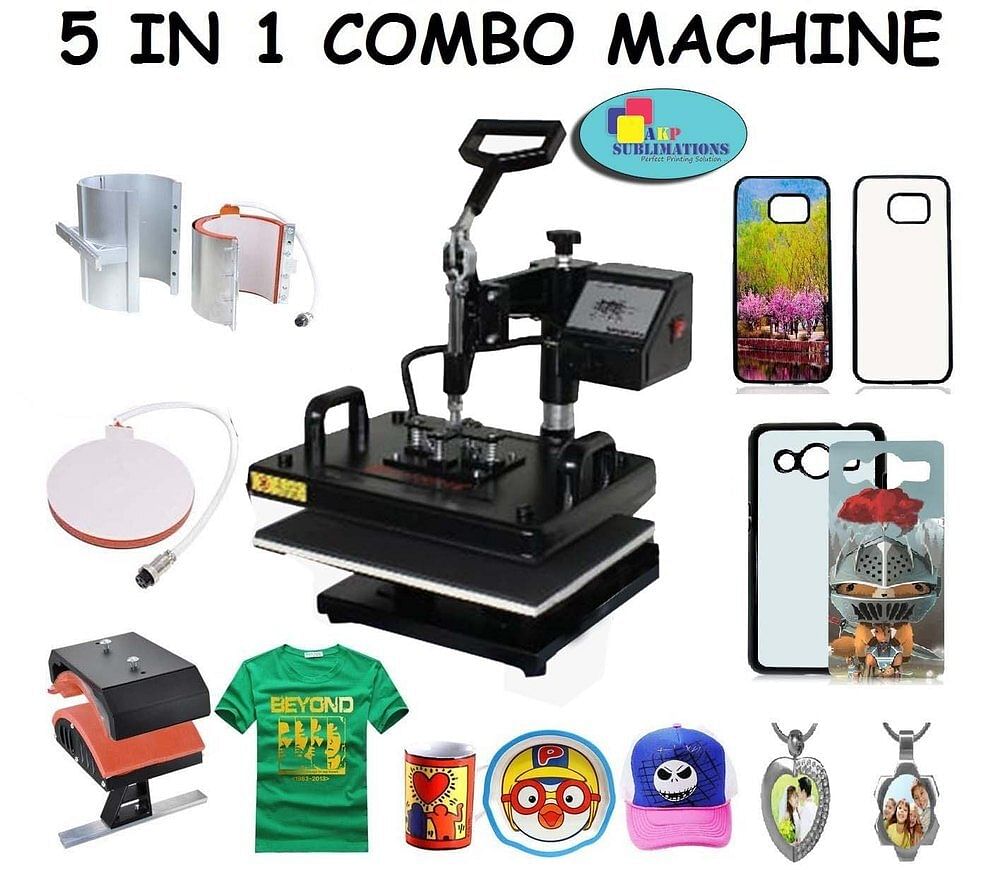 Heat Press 5 in 1 Mug Printing Machine for Caps Mobile Covers TShirts