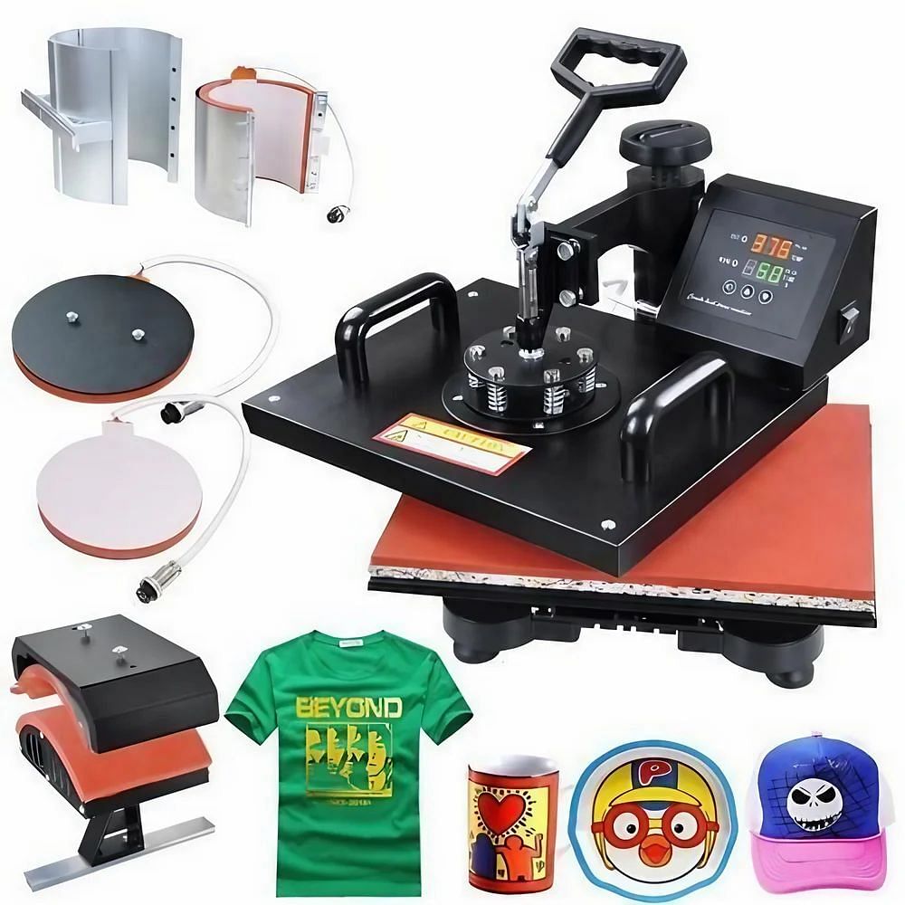 Heating Polished 5 in 1 T Shirt Printing Machine, Automation Grade: Semi-Automatic