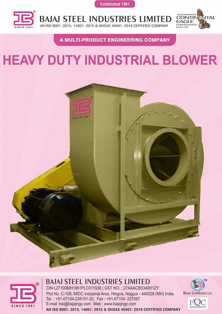 Heavy Duty Industrial Blower, Fan Speed: 2000-3000 rpm, Size: Medium