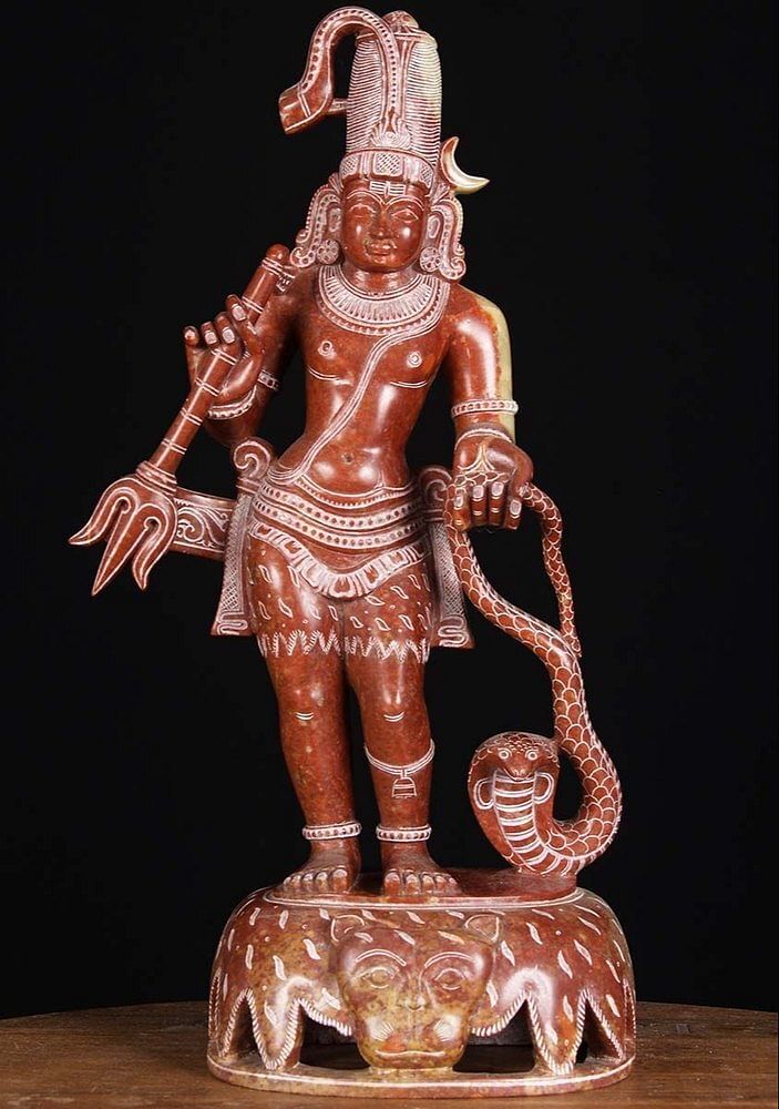 Hindu Red Marble Shiva Statue, For Worship, Size: 4 Feet