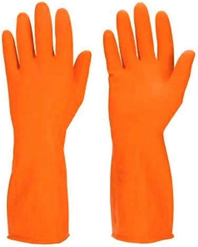 Honey color Safety Gloves Rubber Hand Glove, For Industrial, Size: Medium