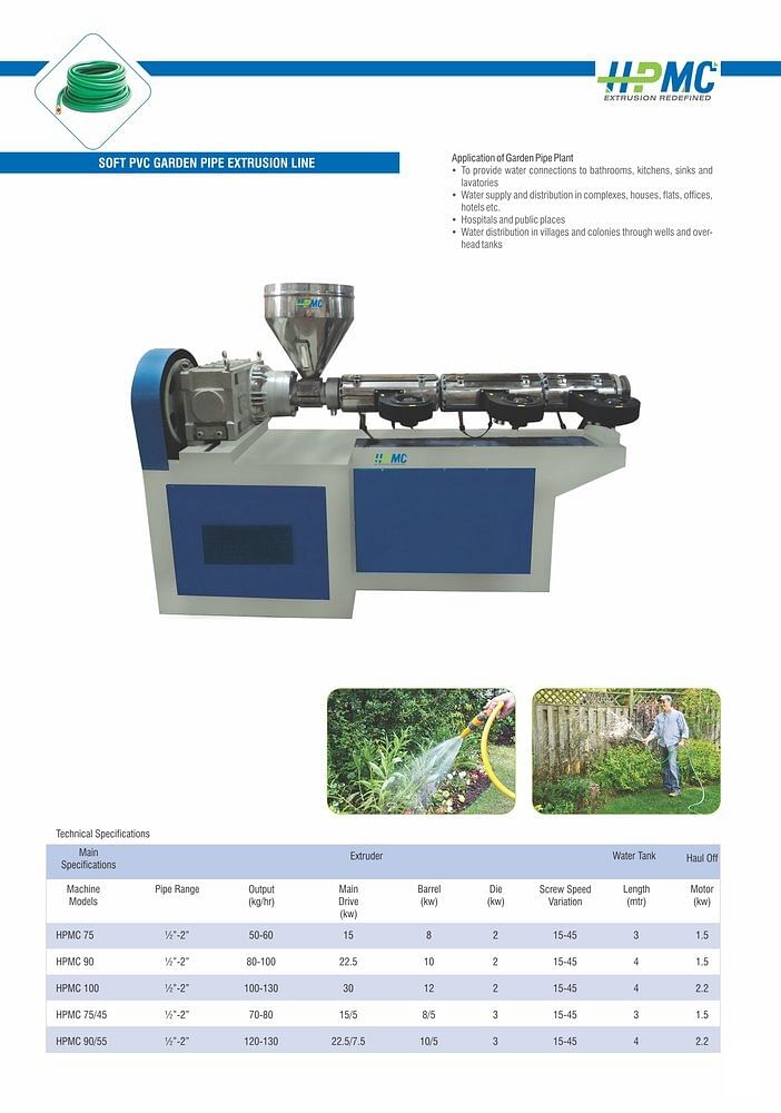 HPMC Garden Pipe Machine, 50 HP