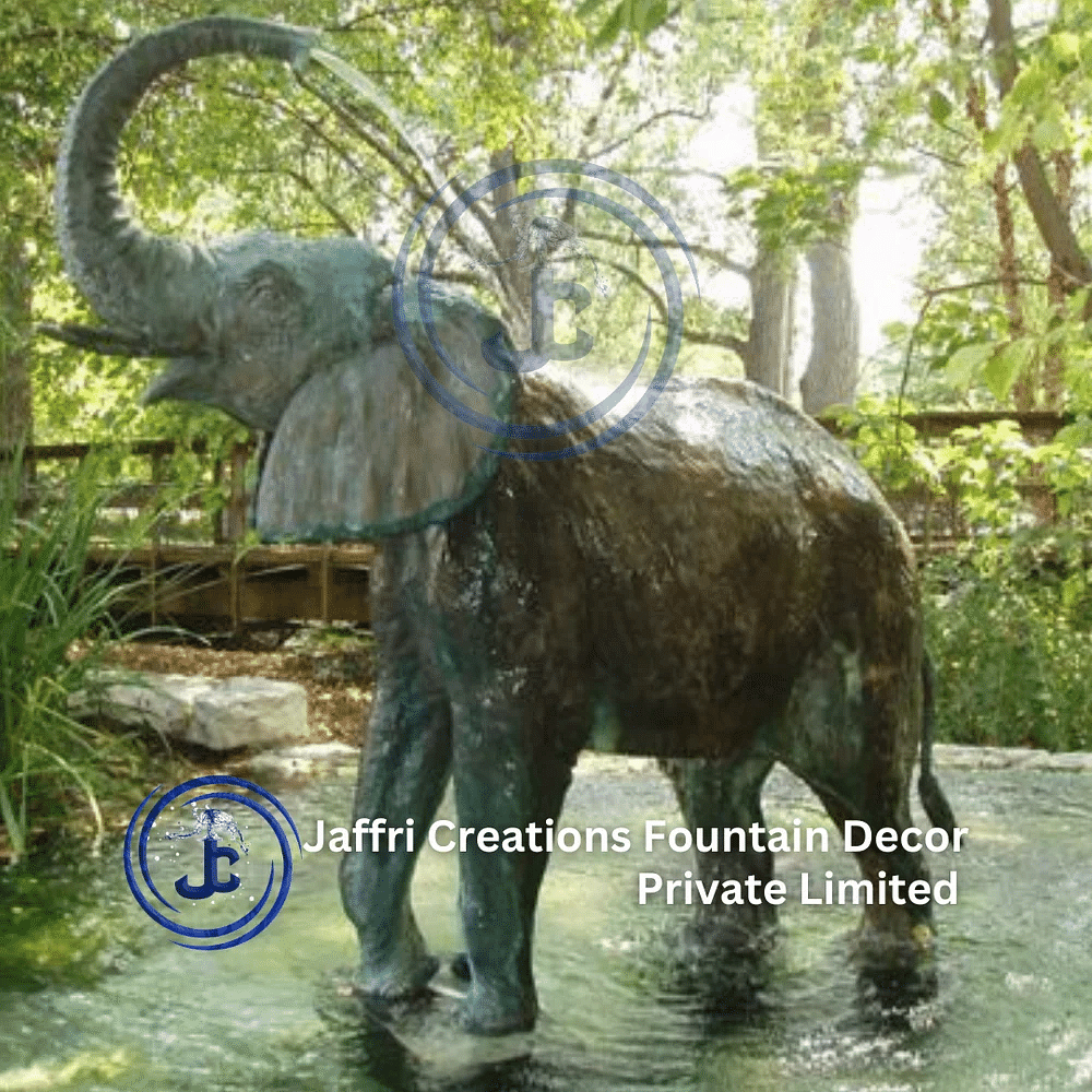 Jaffri Creation FRP Outdoor Twin Elephant Fountain