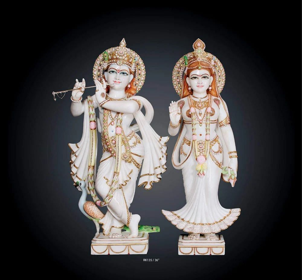 Jaipurcrafts Mabrle Marble Radha Krishna Moorti Statue, For Temple, Size/Dimension: 12 Inche To 42 Inche