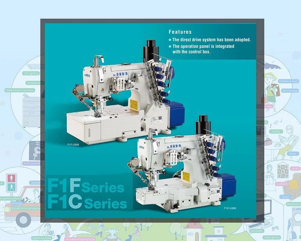 Jin F1F Series High-Speed, Flat-Bed, Top & Bottom Cover Stitch Machine