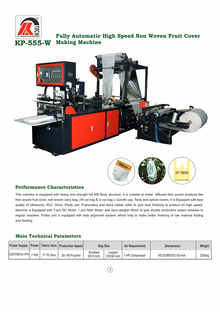 KpTech Automatic Non Woven Carry Bag Making Machine, Capacity: 60-100 Pcs/Min, 4