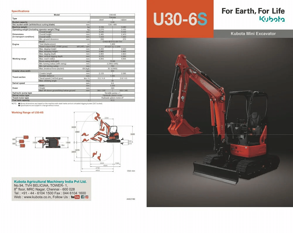 Kubota U30 6S Mini Excavator