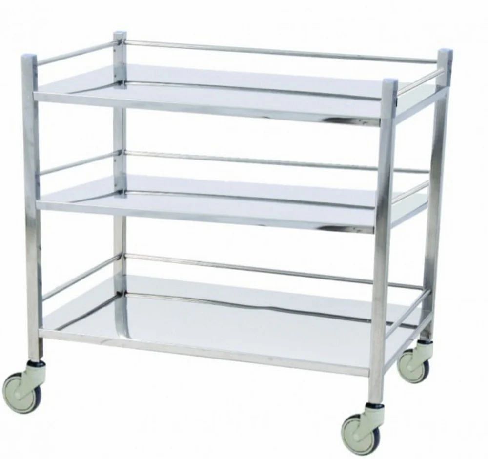 LABYCARE Silver Stainless Steel Instrument Trolley, For Hospital