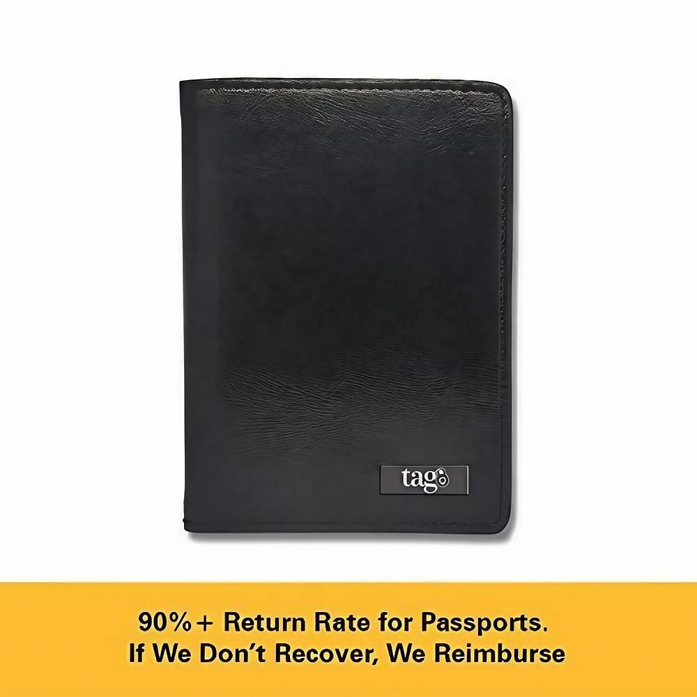 Leather Plain Black tag8 Passport Finder Case, Size: 14 X 10 Cm