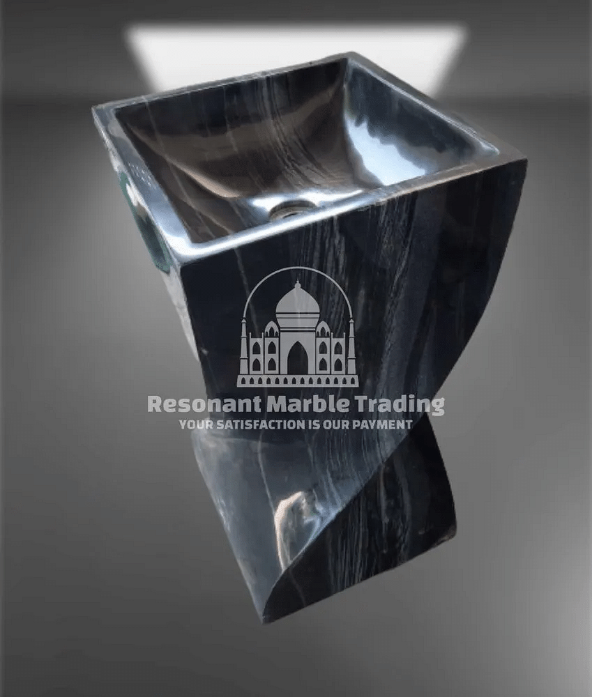 Marble Antique Pedestal Wash Basin, Black