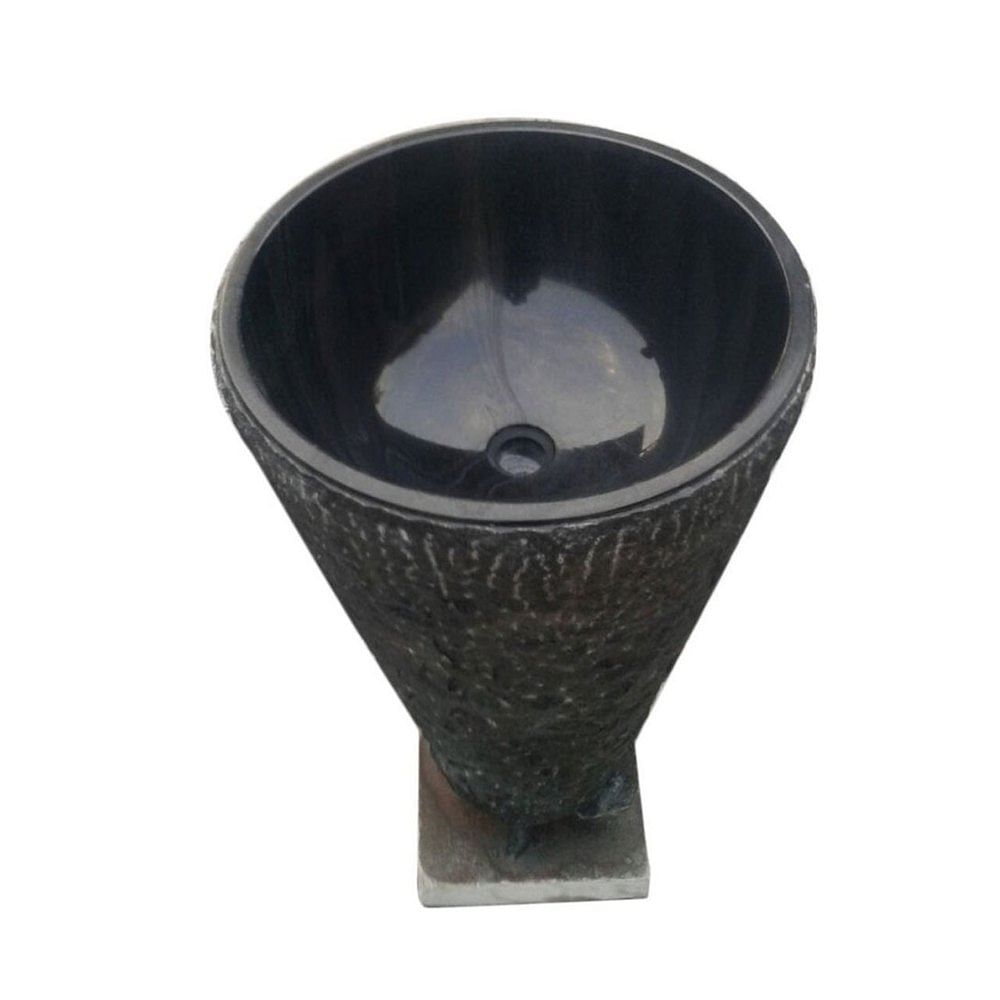 Marble Pedestal Black Stone Wash Basin, For Bathroom