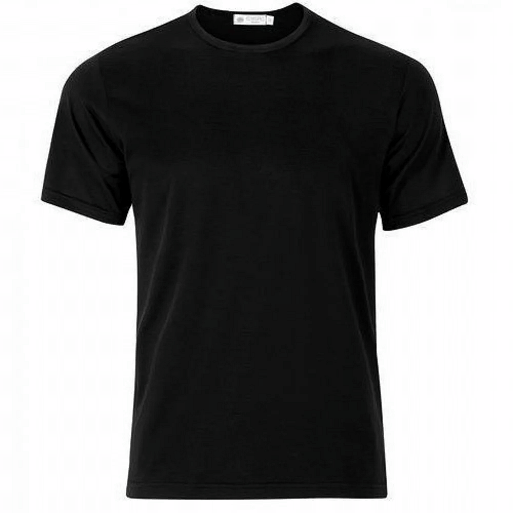 Men Black Plain Cotton T Shirt, Round Neck