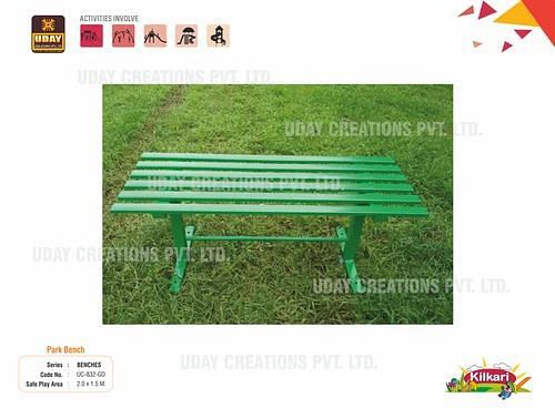 Metal Green Iron Park Bench