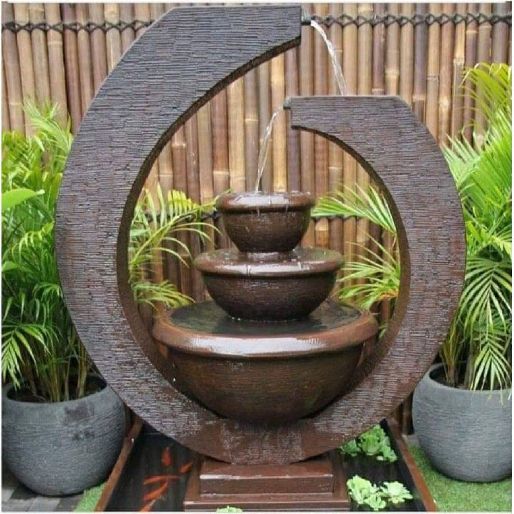 MHR Brown Modern Stone Garden Fountains, 2 Inch