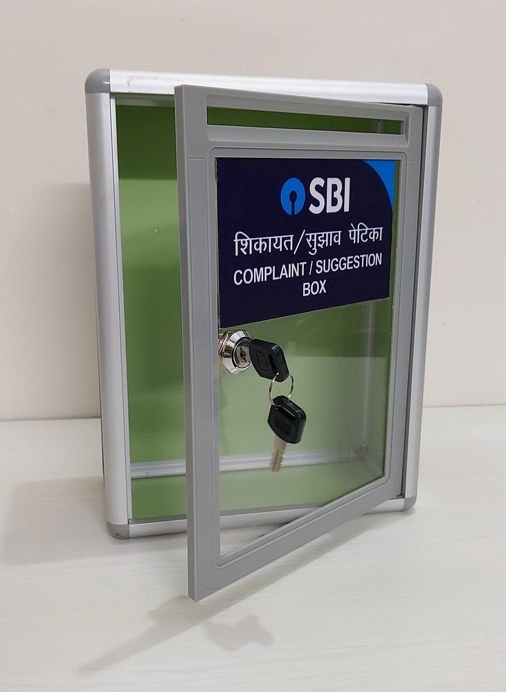 Mic Aluminium MDF and plastic mix SBI complaint suggestion box, Size: 11x8.5x4 Inch