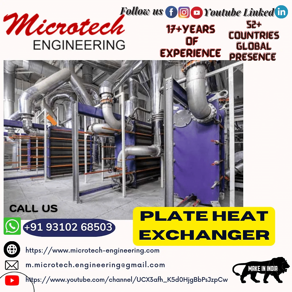 MICROTECH ENGINEERING Mild Steel Plate Heat Exchanger, For Industrial, Standard