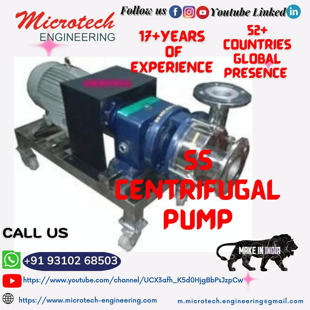 Microtech Engineering Single Stage s s Centrifugal Pump, Standard, Model: Sscp