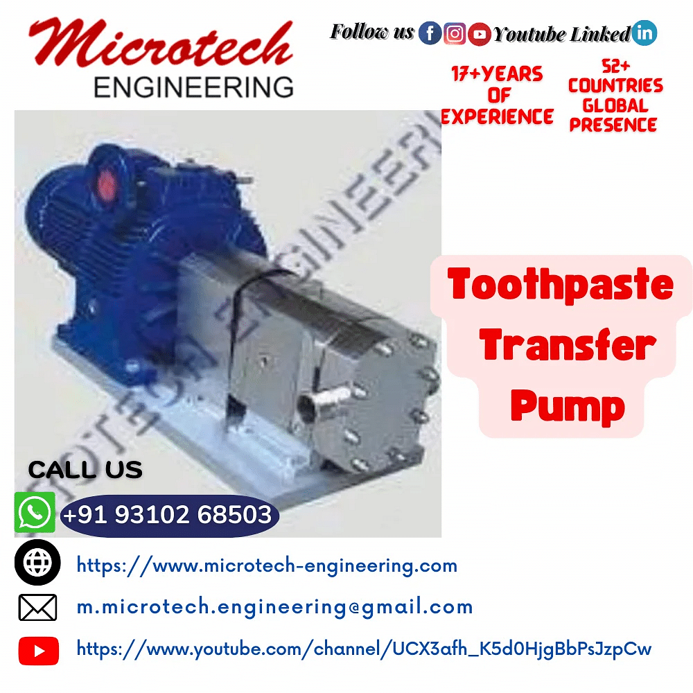 Microtech engineering Toothpaste Transfer Pump, Max Flow Rate: 0.5 To 100m3/Hr, Model: RLP