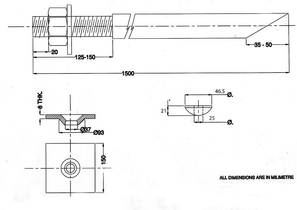 MIEPL Rock Bolts, Size: 1500L and 22mm dia