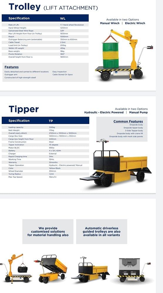 Mild Steel Dc Battery operated trolley with Attachement., Load Capacity: 500-2000 KG