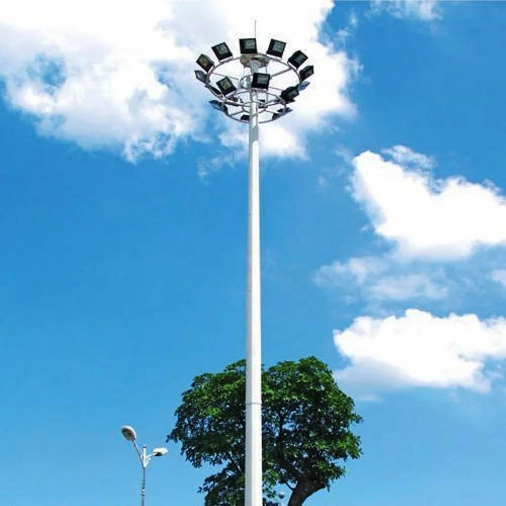 Mild Steel Dual-Arm G I Octagonal Street Light Pole, For Outdoor, 3M-25M