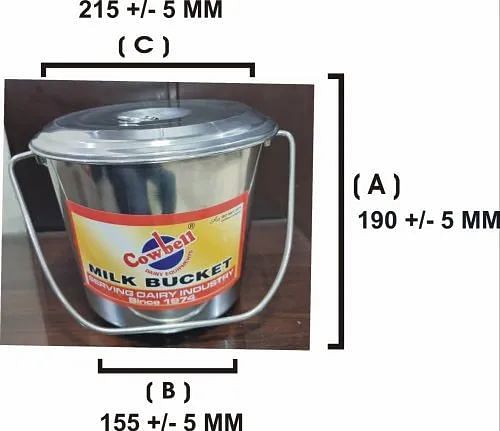 Mirror Silver 05 Liters Stainless Steel Milk Bucket with Lid, Delivery Type