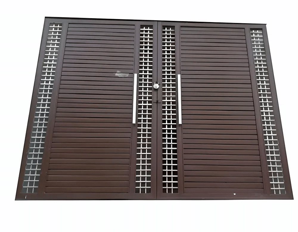 Modern Paint Coated Stainless Steel Hinged Main Gate, For Home