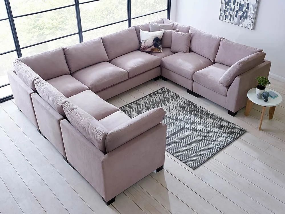 Modern Pu Foam U Shaped Wooden Sofa Set, Hall