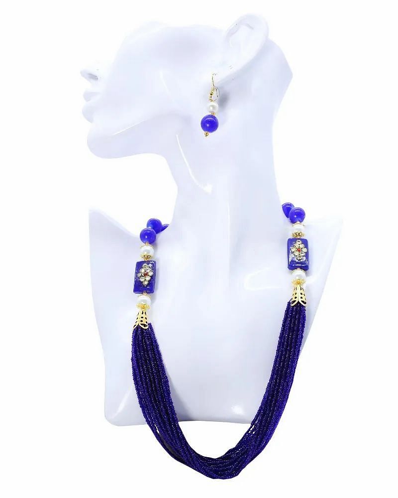 Multi Strand Necklace Set Nityanand Creations Multi Strand Kundan Necklace Set, Earring