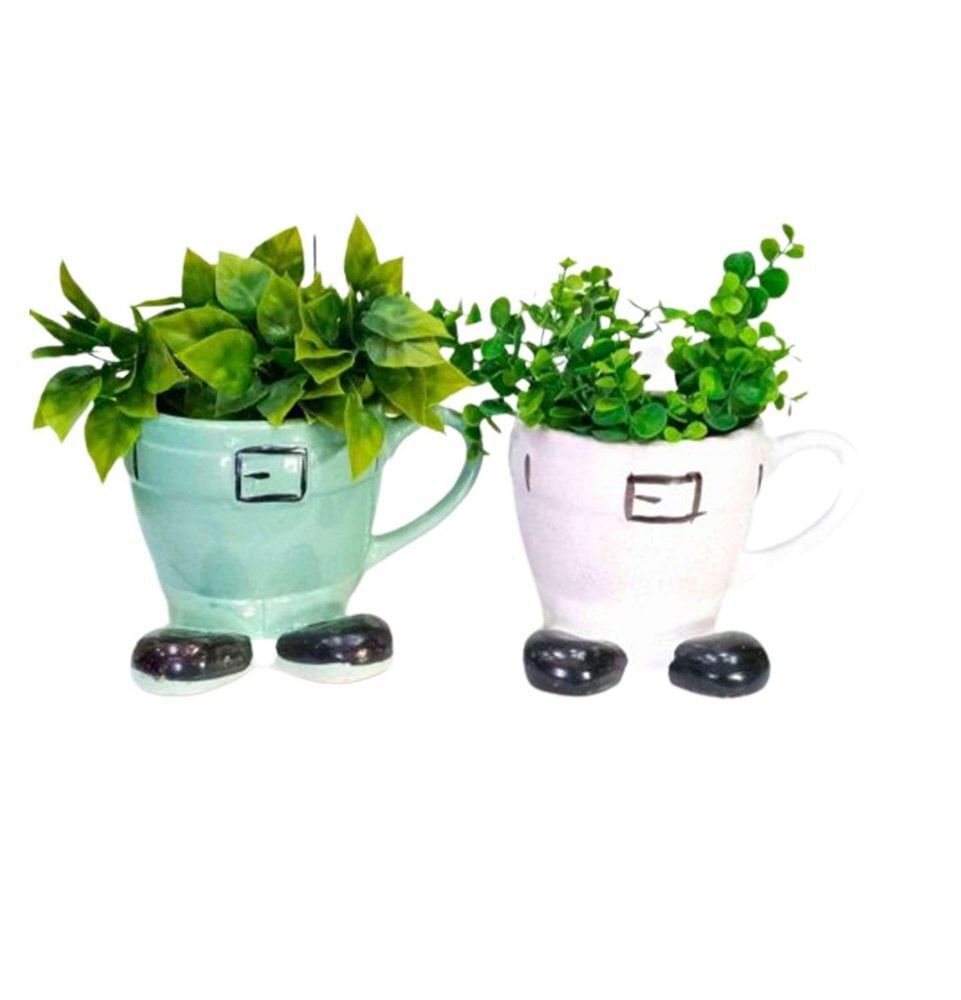 Multicolor Cup Shape Ceramic Bonsai Pot Set