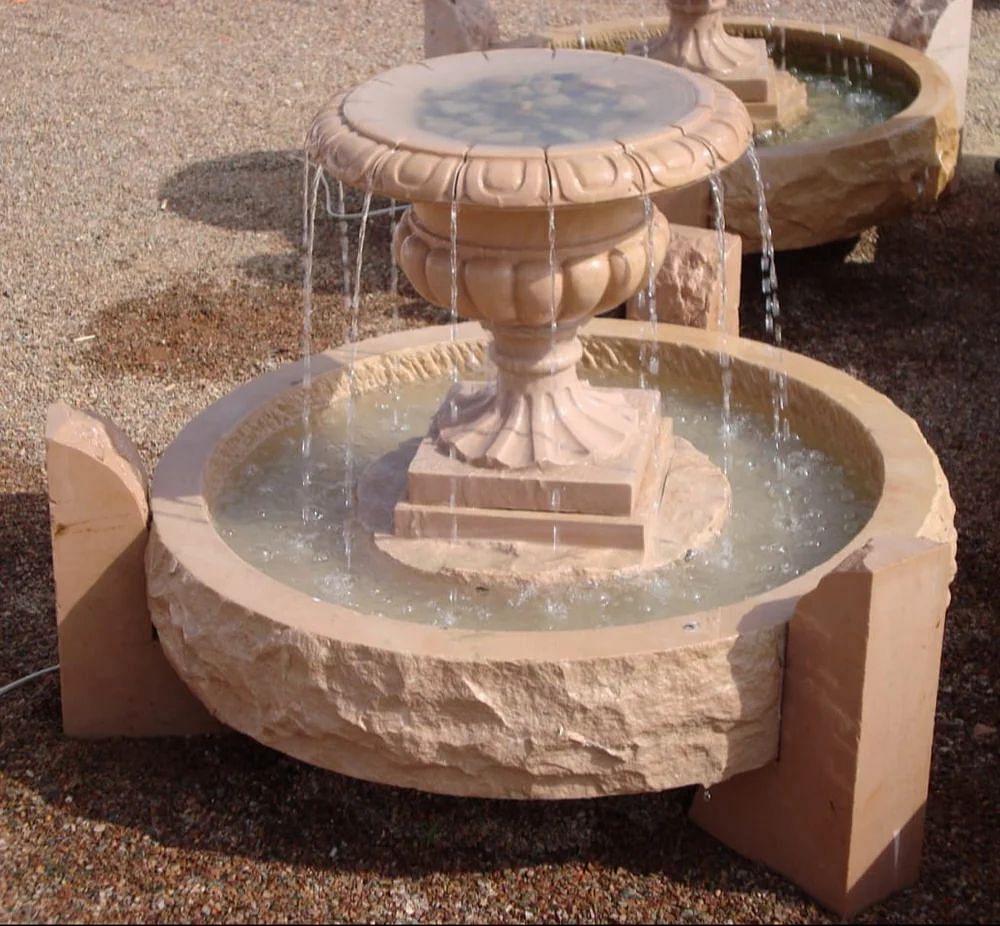 Multicolor Matte Modern Sandstone Garden Fountain, Thickness: 20 mm, Type: Show piece