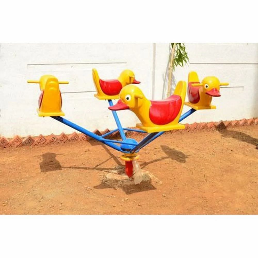 Multicolor Mild Steel And FRP Duck Merry Go Round