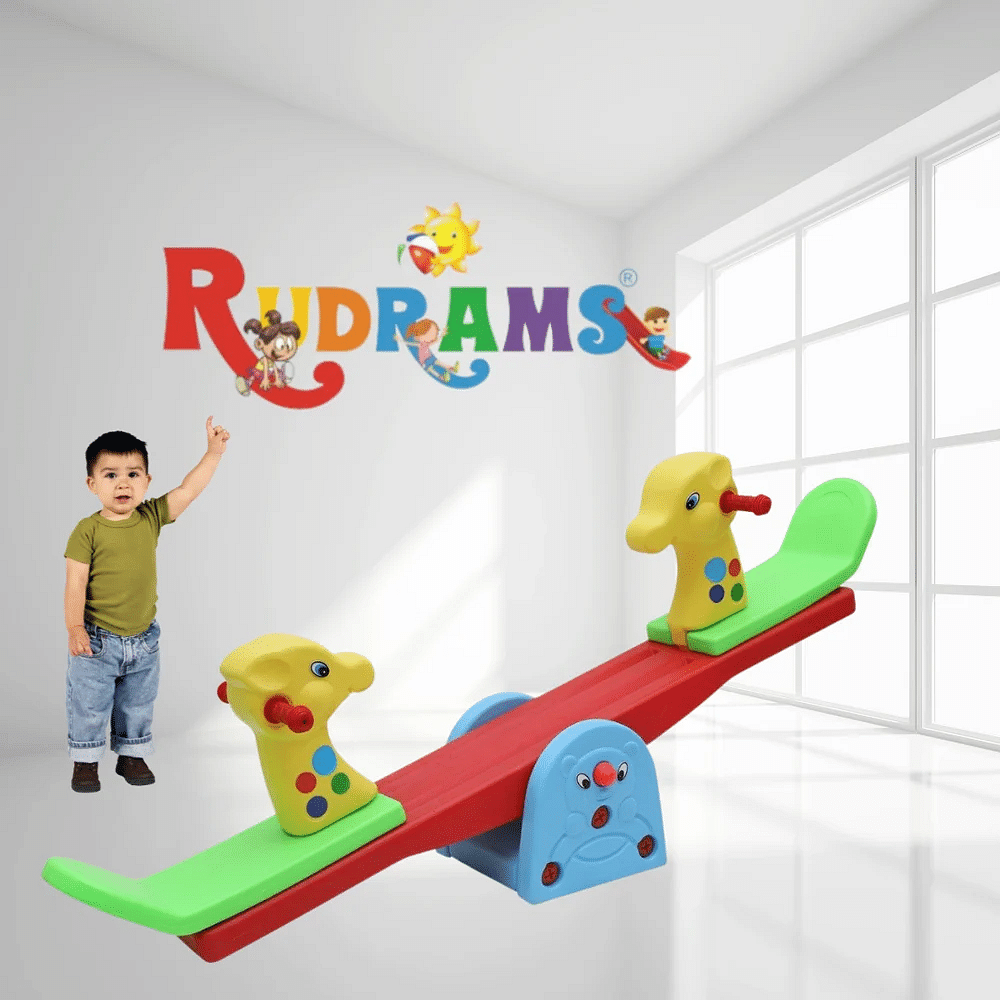 Multicolor Plastic Giraffe See Saw, in Indoor