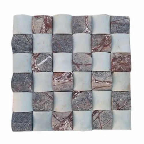 Multicolor Wall Cladding Bidasar Stone Mosaic Tile, Thickness: 10 - 12 mm, Size: 30x30 Inch