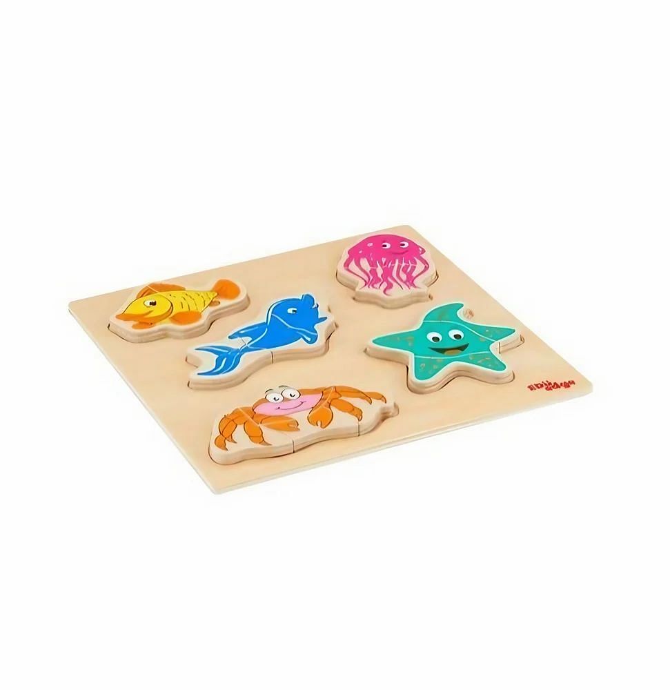 Multicolor Wooden Eduedge Sea Animals Combo Puzzle Toys, Box